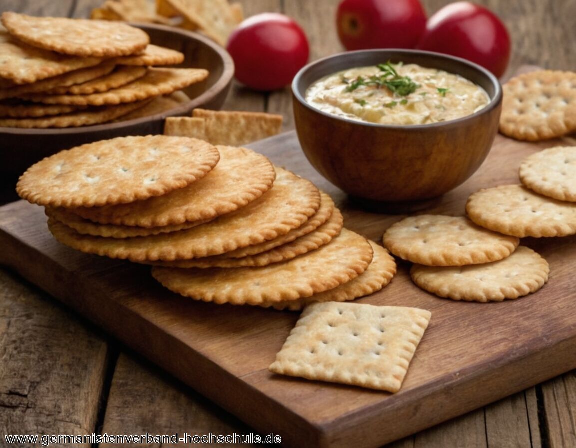 Knusprige Chips und selbstgemachte Cracker präsentieren   - Knusperparty  